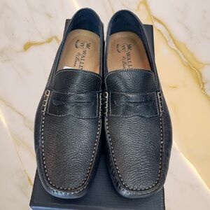 Wallim & Bros Men black genuine leather loafers size 11.5
